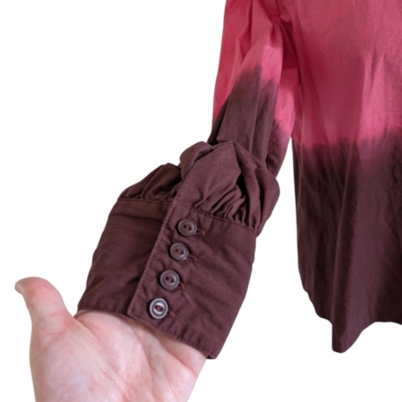 Anthropologie Porridge Dorothea Blouse Dainty Cottage Women M Retro Pink Dip Dye - Picture 7 of 9